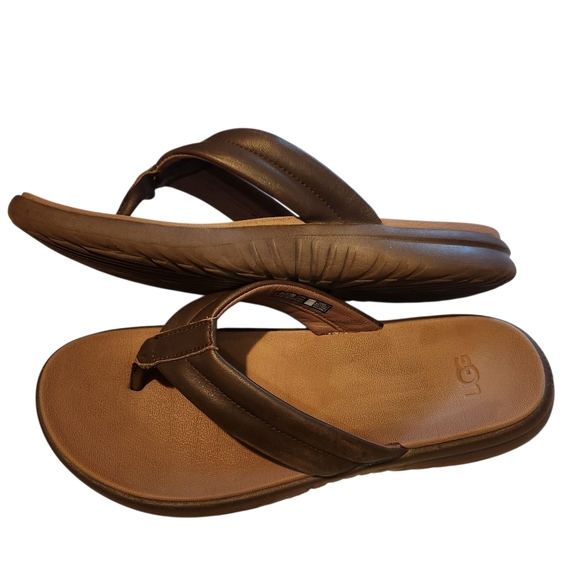 UGG MEN'S UNION FLIP FLOPS CHOCOLATE SZ9 - Picture 7 of 9